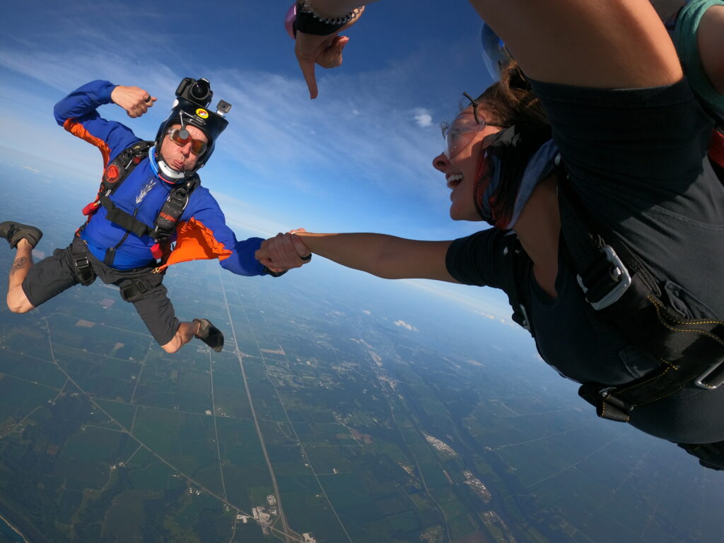 outside camera media options for first jump tandem skydiving at skydive chicago