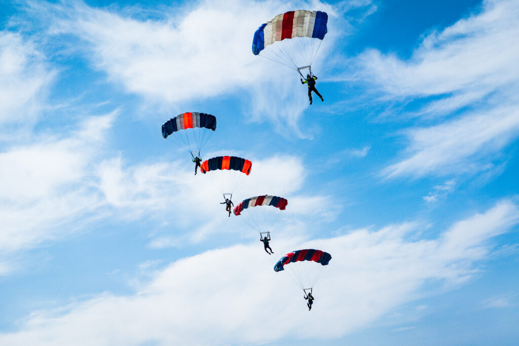 A CRW (canopy relative work) competing during nationals at Skydive Chicago