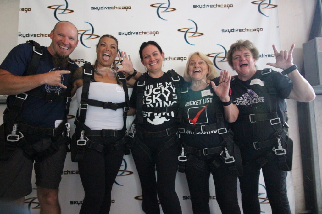 Tipping is a gesture of gratitude for exceptional service provided by your skydiving instructors. Here, tandem first jump students are stoked to jump at Skydive Chicago!