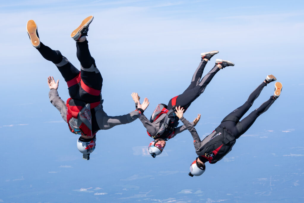 Freefly skydiving team on a competition jump at Nationals over Skydive Chicago