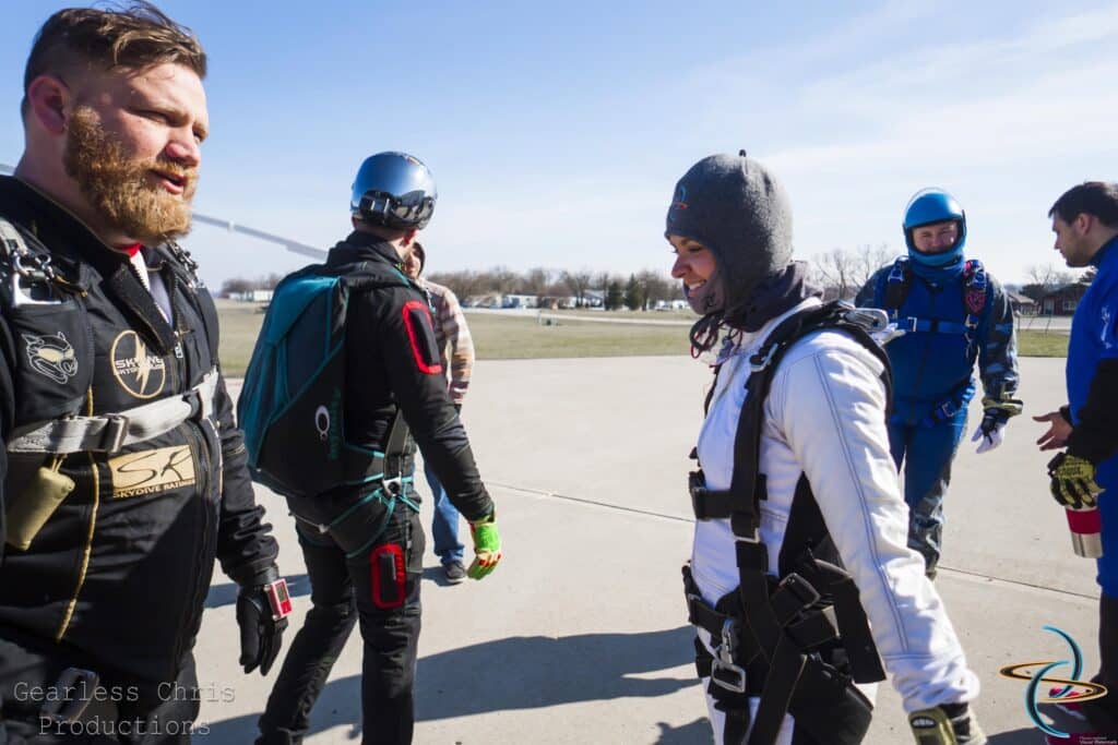 skydivers preparing to jump at Skydive Chicago