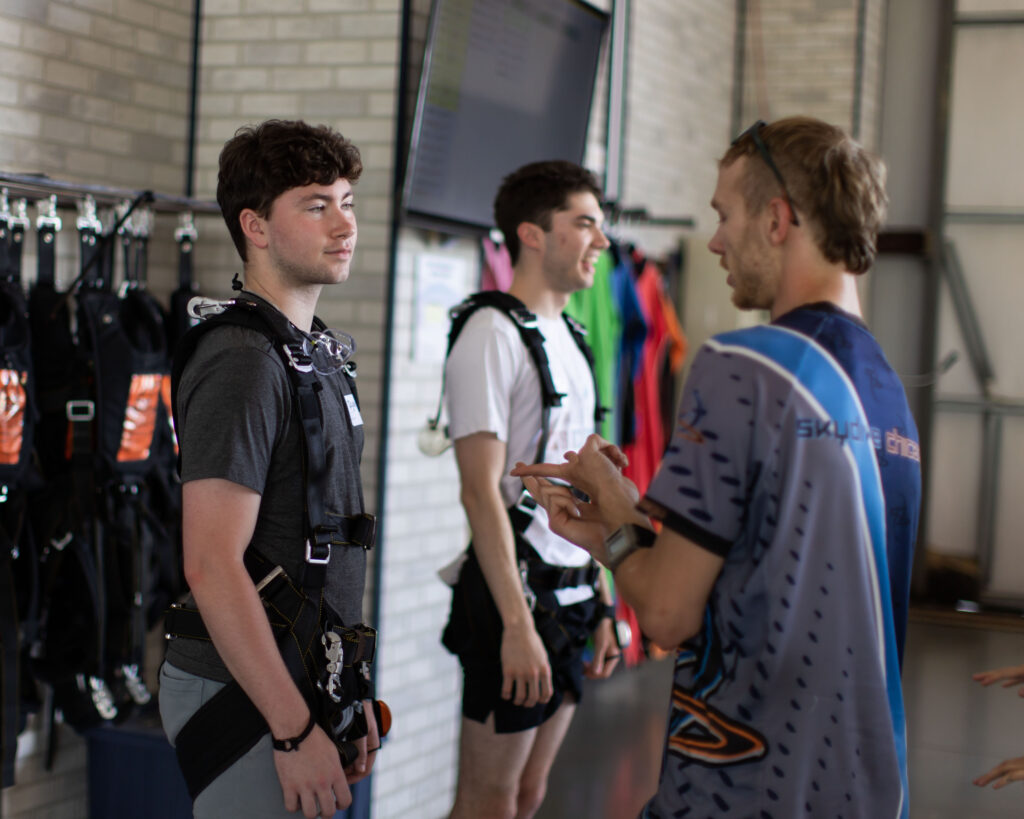 tandem students preparing to skydive