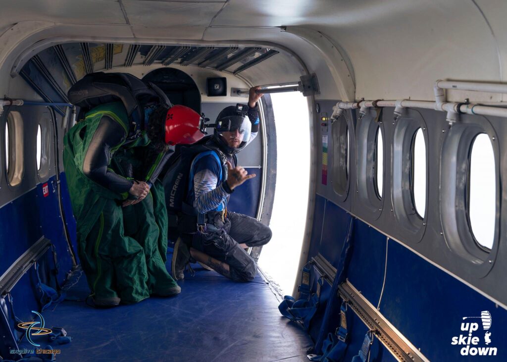 Chad Staerkel getting ready to skydive at Skydive Chicago