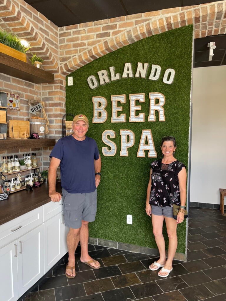 Dave Schwartz with wife at the Beer Spa