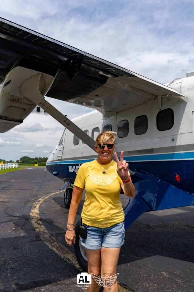 Christa Cross in her natural habitat at Skydive Chicago - loading skydiving planes!