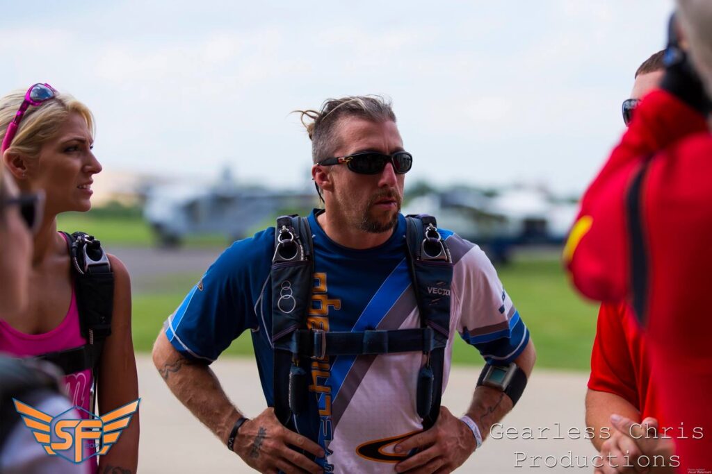 Chad Staerkel getting ready to skydive 