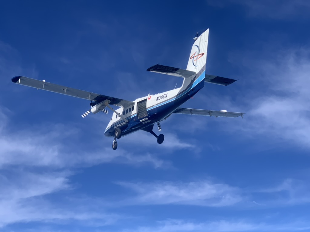 Eagle Air Transport twin otter flying jumpers over Skydive Chicago