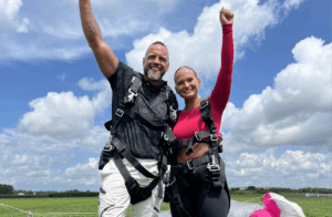 first time skydivers celebrate and show what to wear skydiving